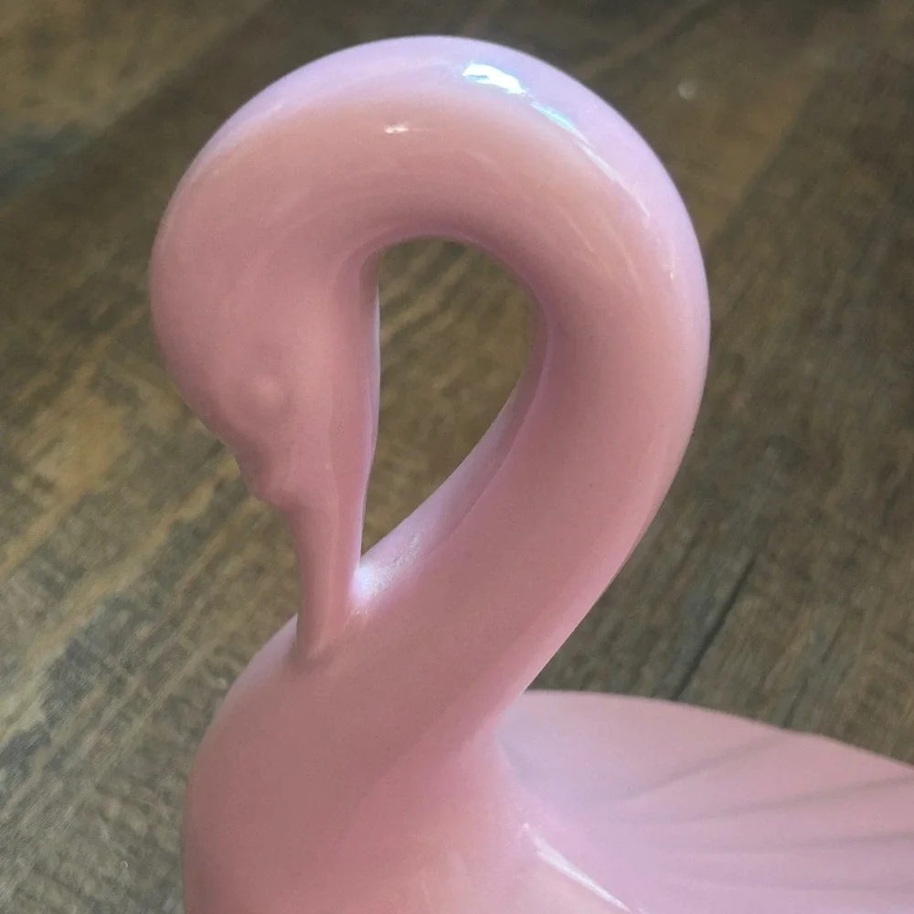 Vintage Pink Ceramic Swan Towel Holder 1980s Hollywood Regency Bathroom Decor